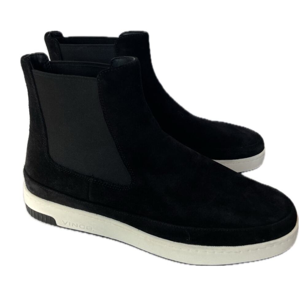 Vince Women’s Rhys Sneaker Boots Chelsea Suede Short Water Repellent sz 10 Black